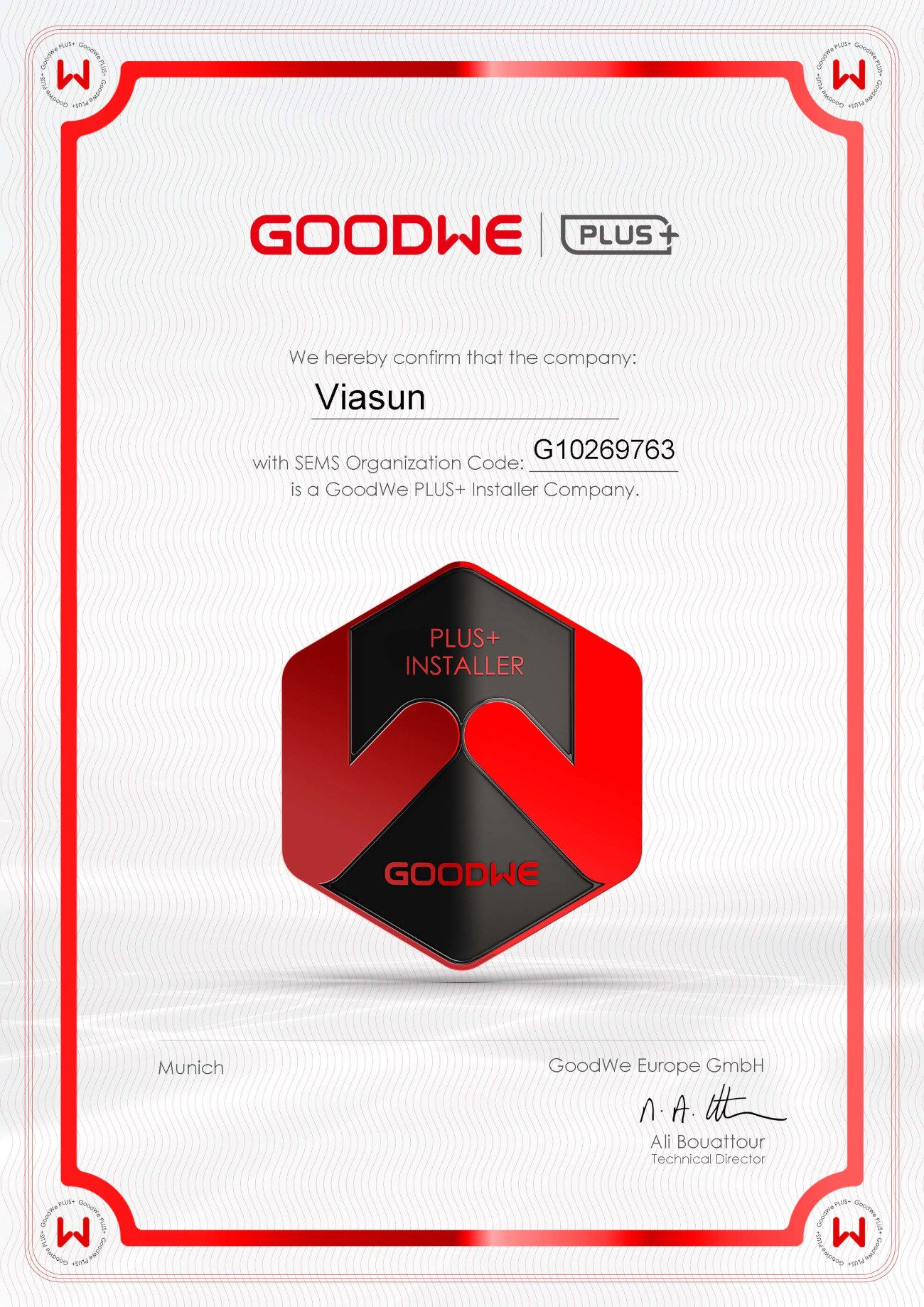 Certifikát Goodwe